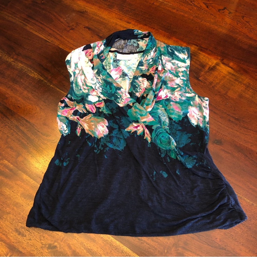 Deletta Ruched Surplice Sleeveless Blouse from Anthropologie